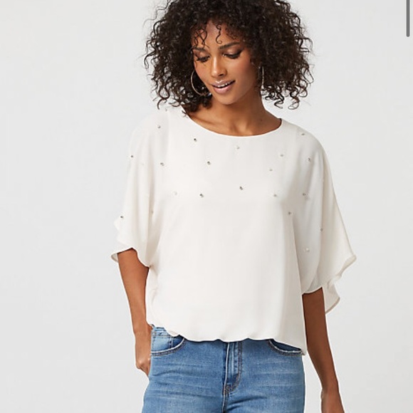 Pearl Embellished Chiffon Top - Picture 1 of 9